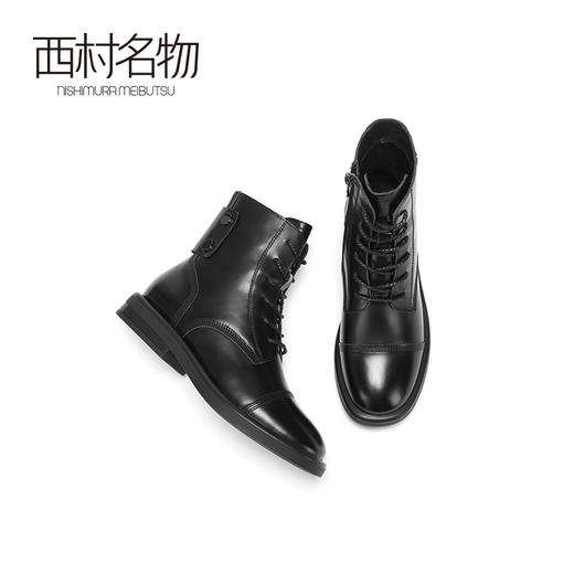 西村名物2020冬季新品平底牛皮革马丁靴净版潮流高街短靴T20DS41441 商品图2