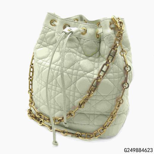 二手9新dior迪奥羊皮女士单肩水桶包