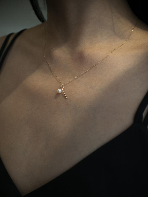 &符号18k黄金单颗女淡水珍珠吊坠项链礼物叠戴感满天星情人节礼物 商品图2