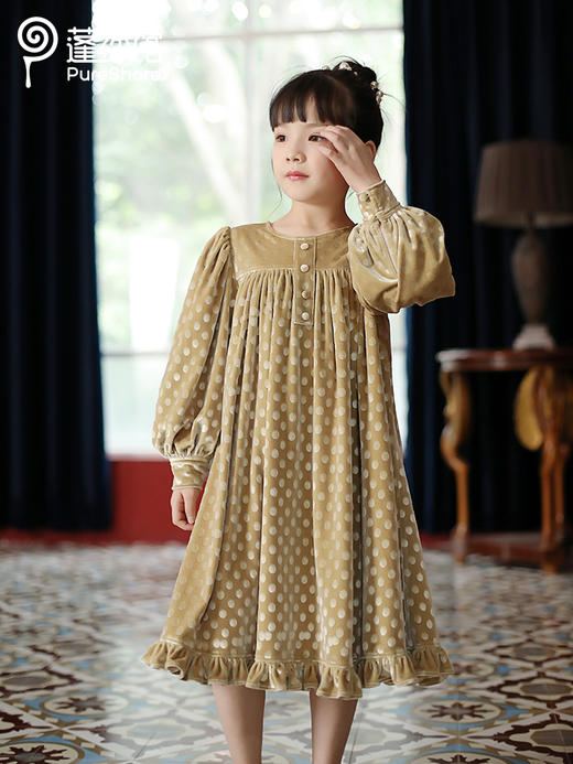 非质量问题不退换哦~pureshare 女童连衣裙2021新款秋冬宝宝可爱洋气气质大童礼服-曲奇波波裙 商品图4