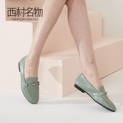 西村名物石纹牛皮乐福鞋2020春款低跟舒适女鞋时尚潮流单鞋T20AM16821 商品图2