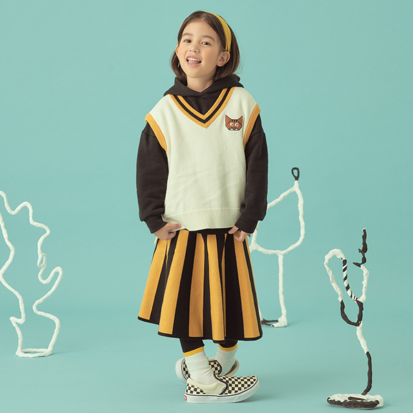KIDIKIDI [Stereo Vinyls Kids] 儿童中性毛衣 学院风V领毛衣JPY带授权招加盟代理