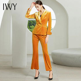 IWY/明黄色长袖西装裤子丝绒套装194011C1+P3-1