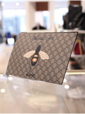 奥莱 Gucci Vestrie Bee Shape印刷袋（473904 9CD1N 8666）JPY带授权招加盟代理