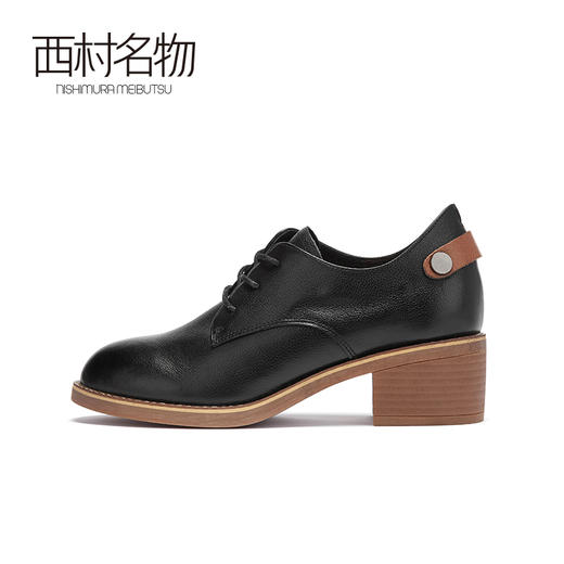 西村名物2020秋冬新品小皮鞋牛皮革深口中跟休闲时尚单鞋T20CM32251 商品图1