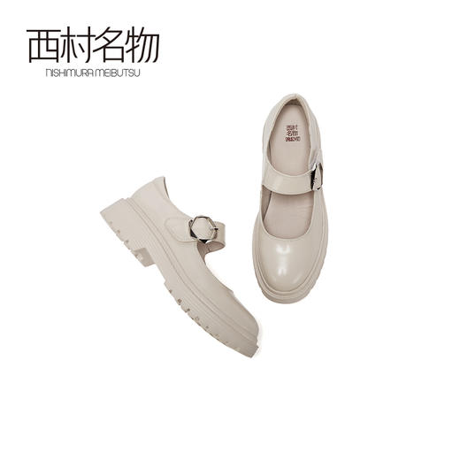 西村名物2021新款小皮鞋女一字带平底牛皮革玛丽珍鞋   T20CE31191 商品图2