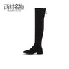 西村名物2020冬季新款长筒靴中跟牛皮革粗跟时尚靴子女T20DI40261 商品缩略图2