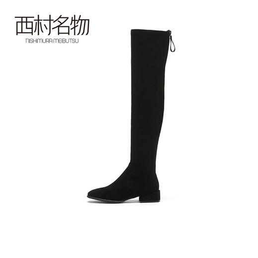 西村名物2020冬季新款长筒靴中跟牛皮革粗跟时尚靴子女T20DI40261 商品图2