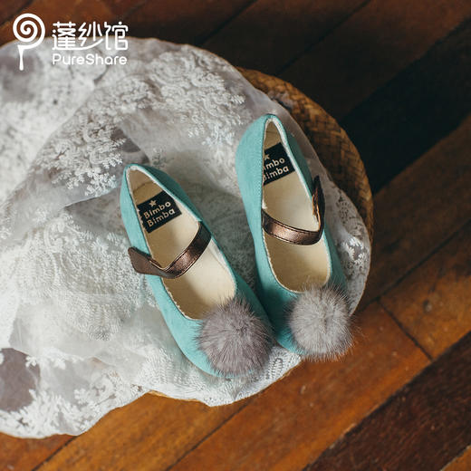 非质量问题不退换哦~pureshare 女童豆豆鞋单鞋秋冬新款可爱毛球软底大童宝宝单鞋-毛球豆豆鞋 商品图4