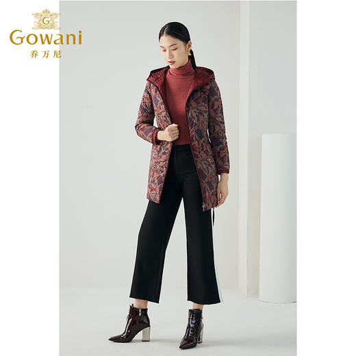 乔万尼串珠印花日式设计抗寒保暖双面穿中长款羽绒服ES4T417 商品图2