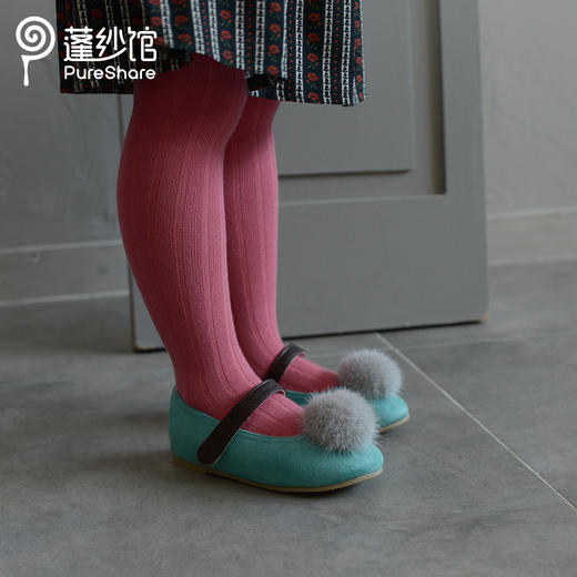 非质量问题不退换哦~pureshare 女童豆豆鞋单鞋秋冬新款可爱毛球软底大童宝宝单鞋-毛球豆豆鞋 商品图3
