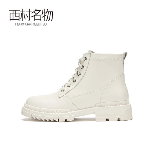 西村名物2020冬季新款短靴皮质系带低跟净版潮流高街马丁靴T20DS40941 商品图2