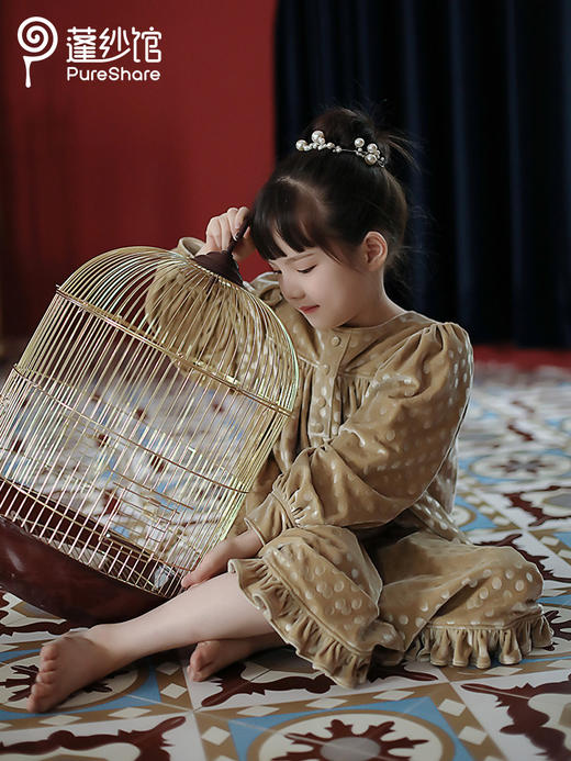 非质量问题不退换哦~pureshare 女童连衣裙2021新款秋冬宝宝可爱洋气气质大童礼服-曲奇波波裙 商品图2