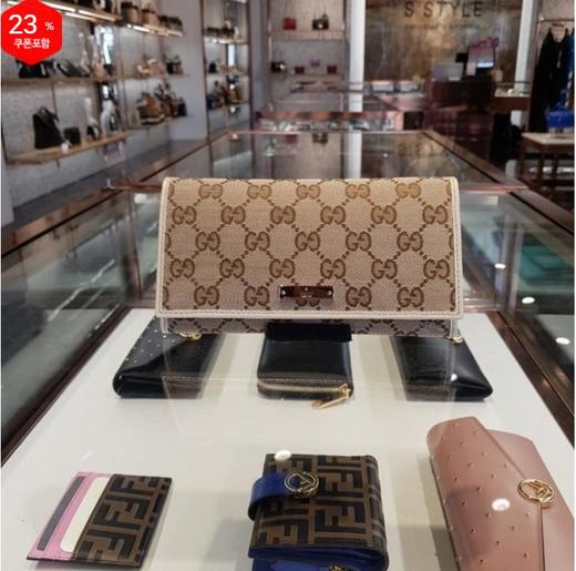 奥莱Gucci 帆布金属条徽标长款钱包（象牙色）244946 KY9IG 977JPY带授权招加盟代理 商品图0