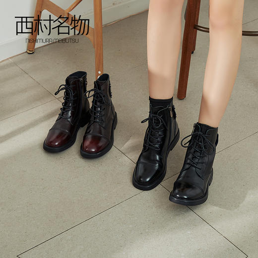 西村名物2020冬季新品平底牛皮革马丁靴净版潮流高街短靴T20DS41441 商品图3