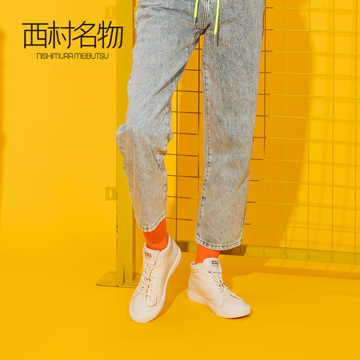 西村名物休闲舒适运动鞋女2020春夏新款高帮鞋绑带小白鞋T29CM33031 商品图2