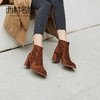 西村名物2020冬季新款短靴羊皮绒面革高跟纯色简约女靴T20DS40431 商品缩略图3