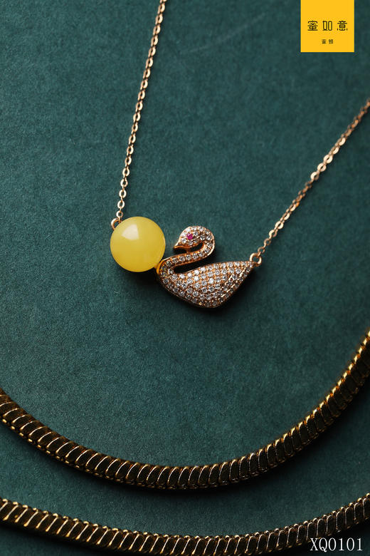 k金镶嵌蜜蜡项链克重22g编码xq0101