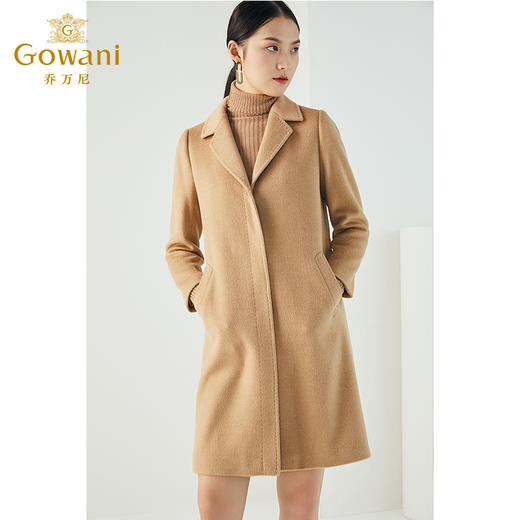 【绵羊毛】【两色可选】乔万尼秋冬时尚翻领上午休闲设计澳毛绒抗寒保暖优雅大衣ES4A410 商品图1