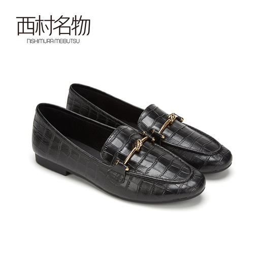 西村名物石纹牛皮乐福鞋2020春款低跟舒适女鞋时尚潮流单鞋T20AM16821 商品图1