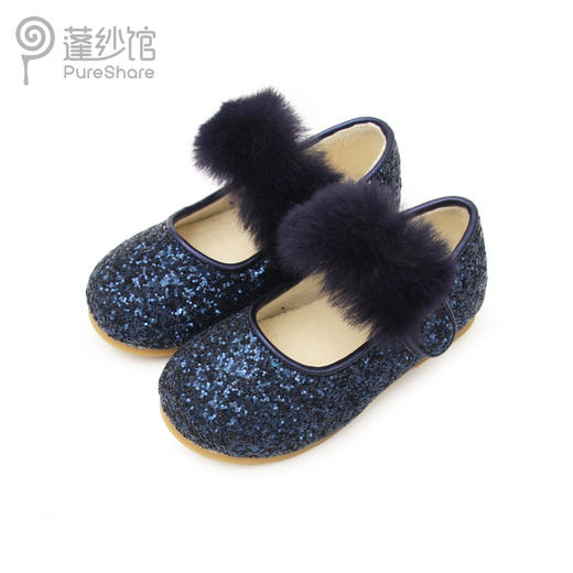 pureshare 女童皮鞋新软底儿童亮片小红帽毛绒可爱公主鞋单鞋 商品图3