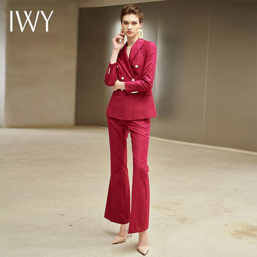IWY/红色长袖西装微喇裤套装203127C1+P3 商品图1