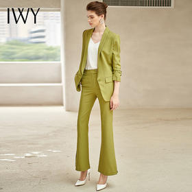 IWY/绿色长袖西装微喇长裤套装CP9119
