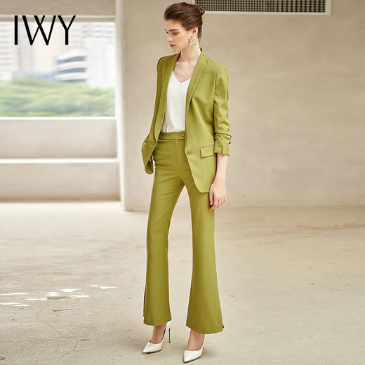 IWY/绿色长袖西装微喇长裤套装CP9119 商品图0
