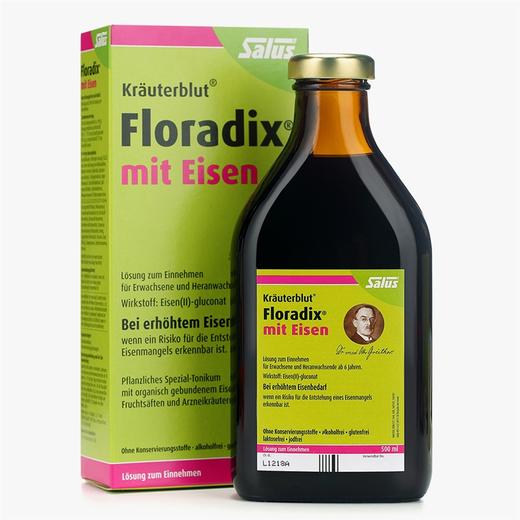 【德国百年配方】德国绿铁元Floradix salus补铁果蔬营养液500ml 补气术后孕妇成人绿元 商品图5