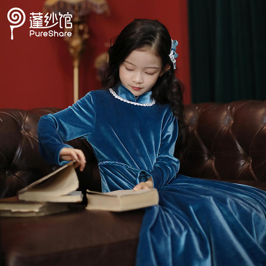 pureshare 安娜公主裙女童连衣裙新款圣诞礼服可爱-蓝公主和雪人 商品图3