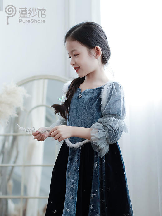 【云优选 】 pureshare 艾莎公主裙冰雪奇缘女童宝宝连衣裙秋冬装圣诞礼服生日-冰雪礼服裙 商品图3