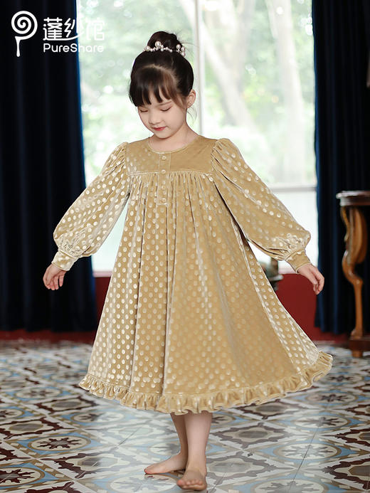 非质量问题不退换哦~pureshare 女童连衣裙2021新款秋冬宝宝可爱洋气气质大童礼服-曲奇波波裙 商品图3