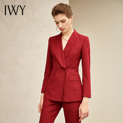 IWY/红色长袖西装九分裤套装203117C1+P1 商品图1