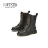 西村名物2020冬季新款朋克风机车女靴牛皮军绿色系带马丁靴X20DC41901 商品缩略图2