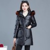 QYM-LLZ-FG817-Y新款时尚优雅气质毛领连帽中长款亮面加厚棉服外套 商品缩略图3
