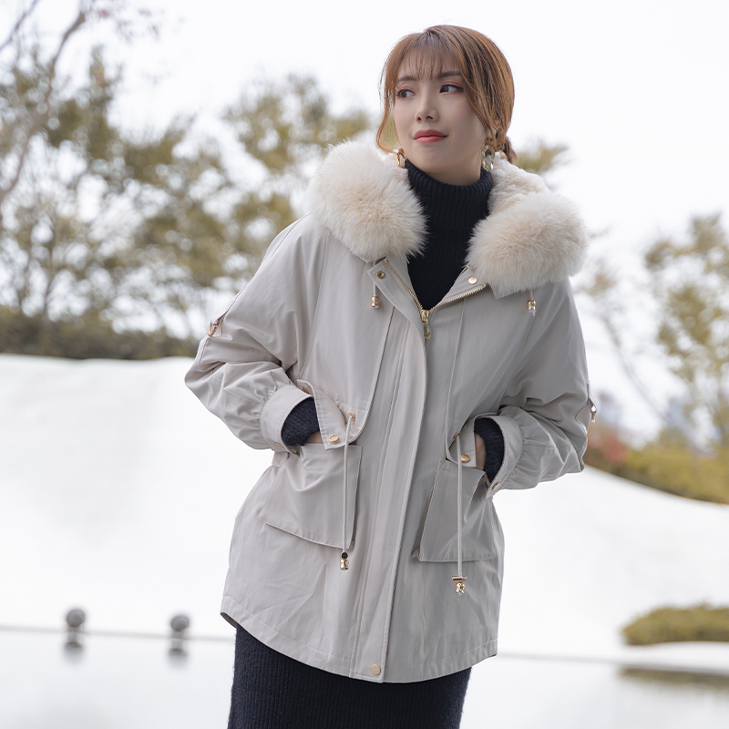 【热销300+】爆款4色短款派克服【现货 】臣禾【狐狸毛领+兔毛内胆+狐狸毛皮领】9214010537【热销】