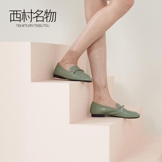 西村名物石纹牛皮乐福鞋2020春款低跟舒适女鞋时尚潮流单鞋T20AM16821 商品图3