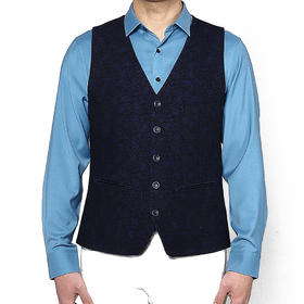 Marco Azzali 黑藏青夜蓝提花马甲 D3706100