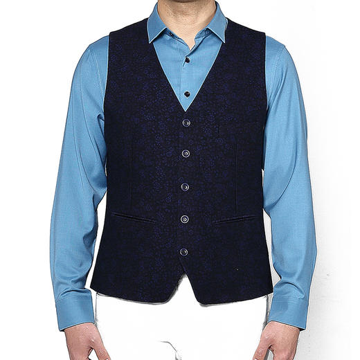 Marco Azzali 黑藏青夜蓝提花马甲 D3706100 商品图0