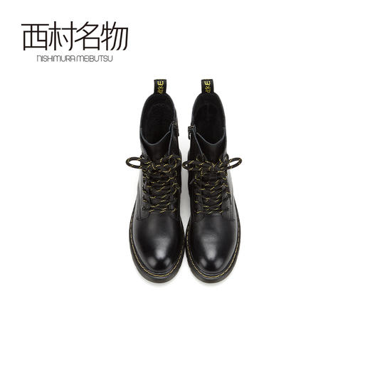 西村名物2020冬季新款牛皮马丁靴加绒平底百搭女靴T29DC44951 商品图3
