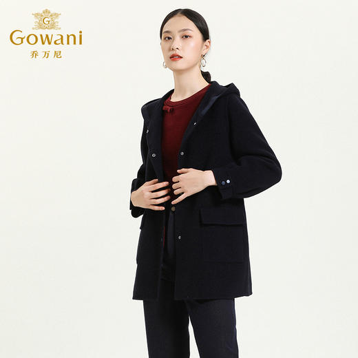 【羊绒】乔万尼冬季毛呢外套纯色简洁大方设计感双面羊毛大衣女ES4A320 商品图2