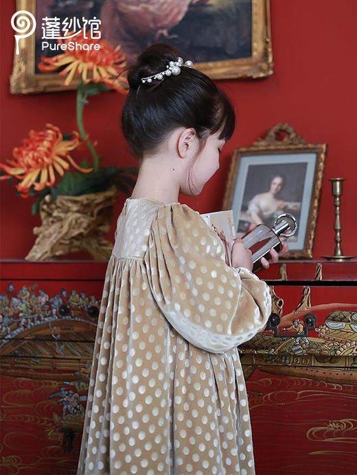 非质量问题不退换哦~pureshare 女童连衣裙2021新款秋冬宝宝可爱洋气气质大童礼服-曲奇波波裙 商品图0