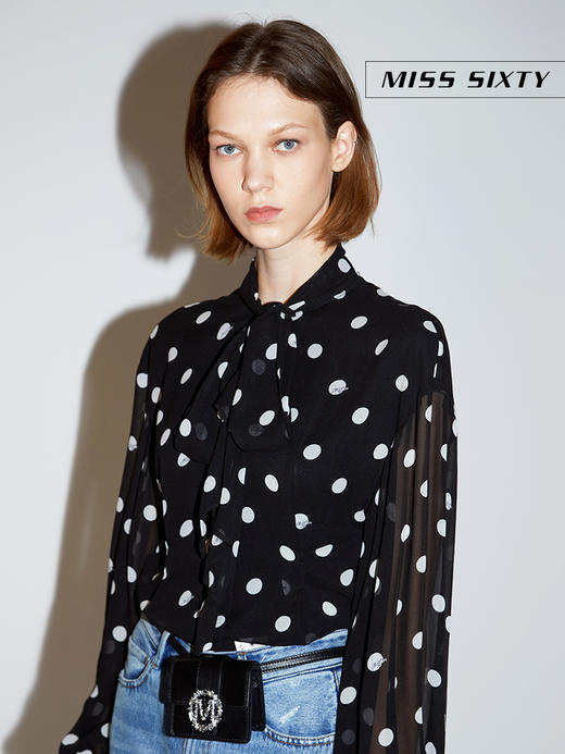 Miss Sixty波点系带真丝上衣长袖衬衫女601XJ0670000 商品图2