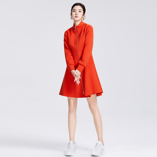 圣三利中长款伞摆羊毛针织女士风衣外套SL2031103 商品图1