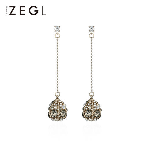 ZEGL复古巴洛克耳环耳坠女气质长款耳夹耳钉高级感2020新款潮耳饰 商品图1