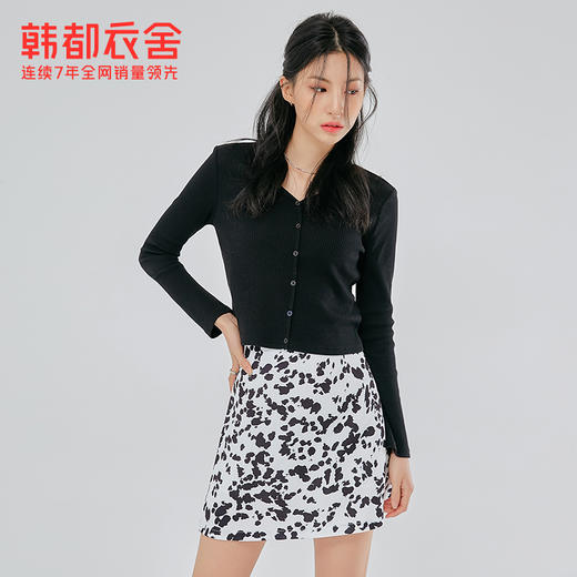 韩都衣舍冬季新款冬天配毛衣半裙高腰A字短款半身裙女IG9330C 商品图1