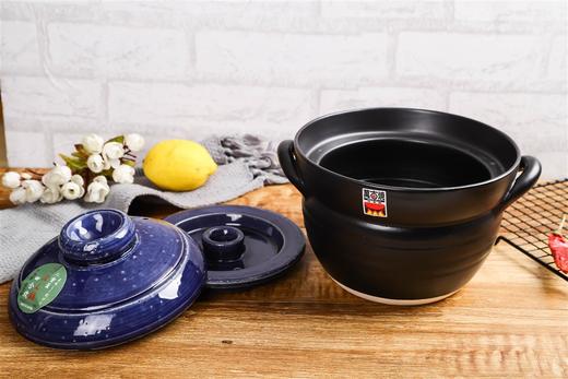 日本进口太树万古烧双盖砂锅煮饭锅日式土锅焖饭锅蓝月 商品图1