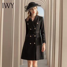 IWY/黑色长袖连衣裙Q501