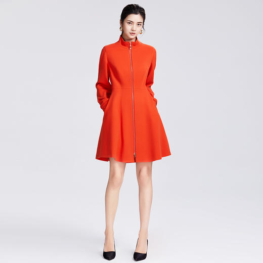 圣三利中长款伞摆羊毛针织女士风衣外套SL2031103 商品图2