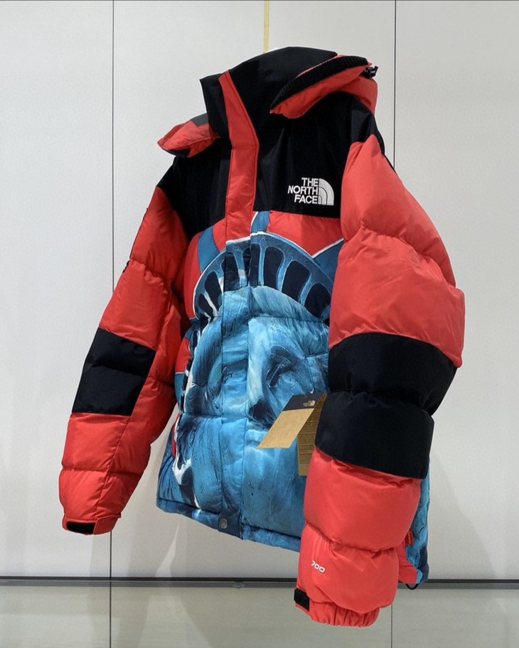 北面supreme 20fw联名款 科技防水自由女神羽绒服 情侣款
